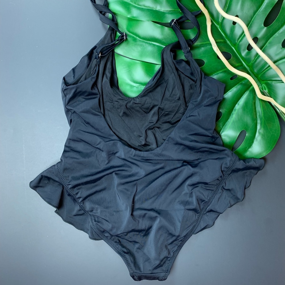 NASTY GAL|| BLACK NADIA RUFFLE ONE PIECE SWIM SUIT - Picture 5 of 8